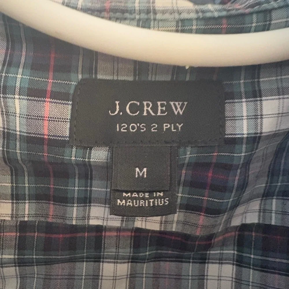 J. Crew Ludlow Button Down Shirt Mens MediumGreen Blue Plaid 07193